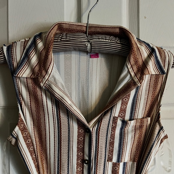 Striped Sleeveless Button-Down Dress - Picture 5 of 7